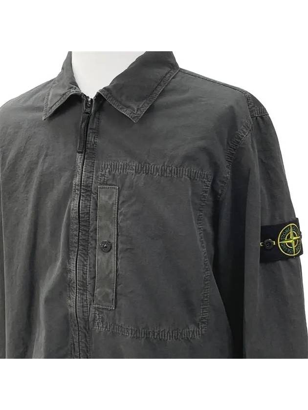 Brushed Canvas Old Effect Zip-Up Jacket Charcoal Grey - STONE ISLAND - BALAAN 4