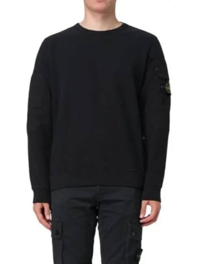 Brushed Organic Cotton Fleece Sweatshirt Black - STONE ISLAND - BALAAN 2