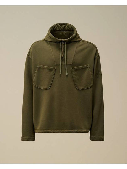 Brushed Emerized Diagonal Fleece Hoodie Green - CP COMPANY - BALAAN 2