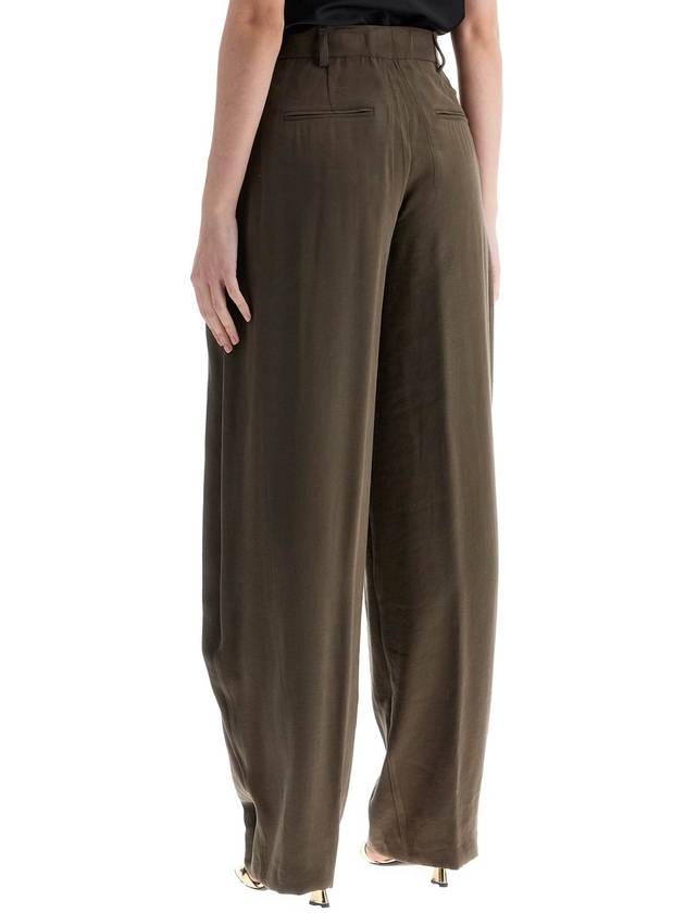 khaki wide leg viscose trousers with front pleats - ANDAMANE - BALAAN 3