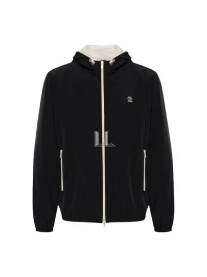 Embroidered Logo Zip-up Hoodie Black - BRUNELLO CUCINELLI - BALAAN 2