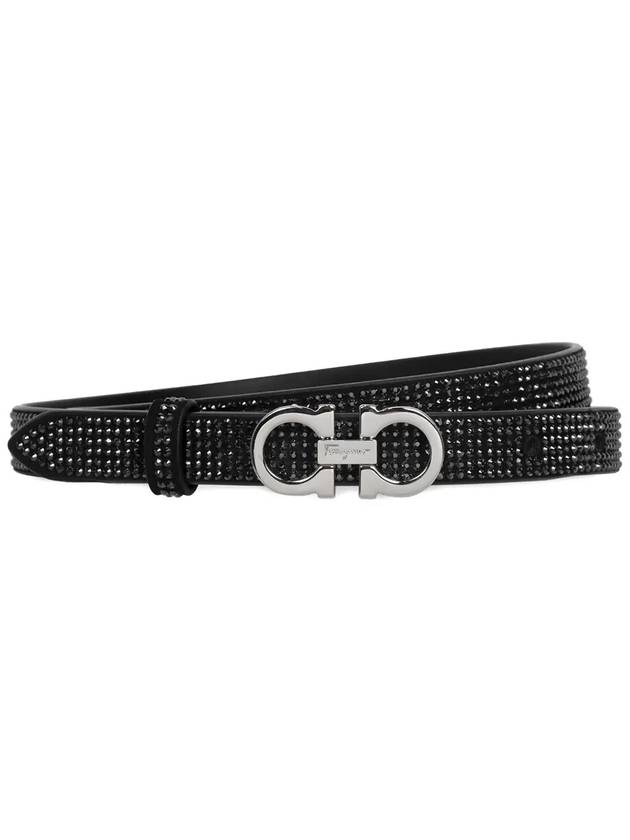 Gancini Crystal Belt Black - SALVATORE FERRAGAMO - BALAAN 2