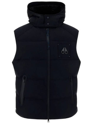 Zig-Zag Motif Front-Zip Hoodie Vest Black - MOOSE KNUCKLES - BALAAN 1