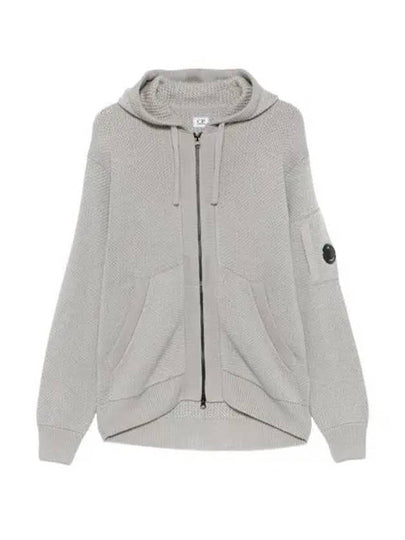 Re Wool Knit Hooded Zipped Cardigan Grey - CP COMPANY - BALAAN 2