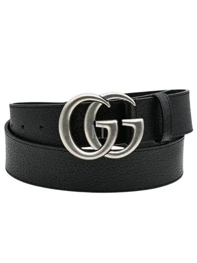 GG Marmont Double Buckle Belt Black Silver - GUCCI - BALAAN 2