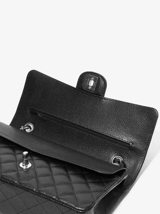 Classic Grained Calfskin Medium Shoulder Bag Black - CHANEL - BALAAN 6