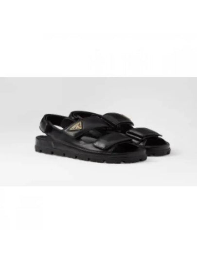 Flat Nappa Leather Sandals Black - PRADA - BALAAN 2