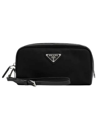 Re-Nylon Brushed Leather Pouch Black - PRADA - BALAAN 2