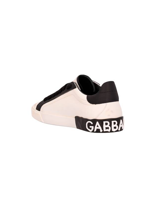 Portofino Vintage Calfskin Low Top Sneakers White Black - DOLCE&GABBANA - BALAAN 4