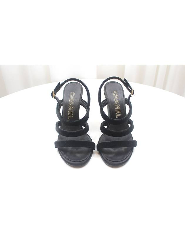 Black gold velvet strap heel sandals size 35 5 - CHANEL - BALAAN 1