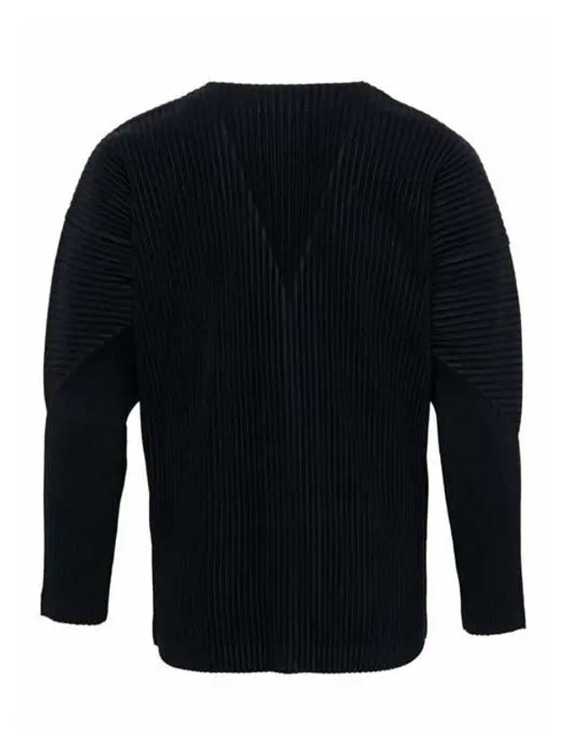 V-Neck Pleat Cardigan Black - ISSEY MIYAKE - BALAAN 3