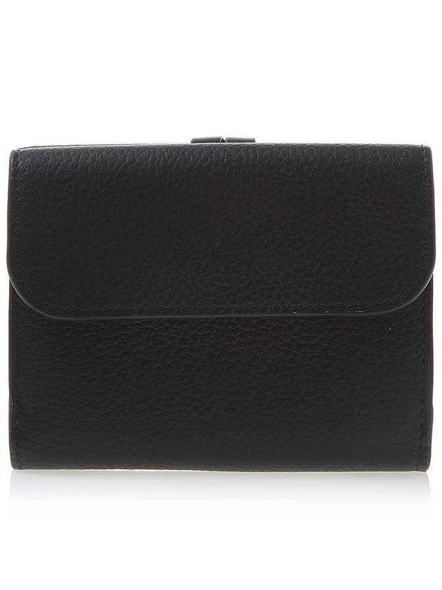 Alphabet Grain Leather Flap Small Half Wallet Black - CHLOE - BALAAN 4