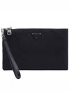 Saffiano Leather Strap Nylon Clutch Bag Black - PRADA - BALAAN 3