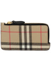 Vintage Check Leather Zipper Card Wallet Beige - BURBERRY - BALAAN 2