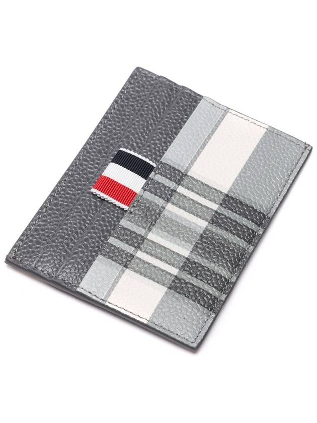 4-Bar Madras Pebble Grain Leather Card Wallet - THOM BROWNE - BALAAN 6