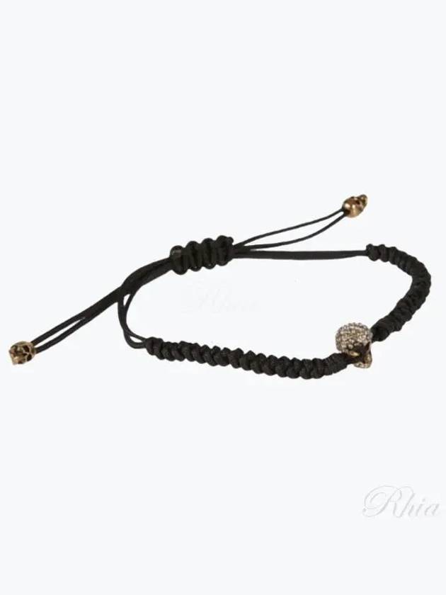 Crystal Skull Cotton Bracelet Black - ALEXANDER MCQUEEN - BALAAN 2