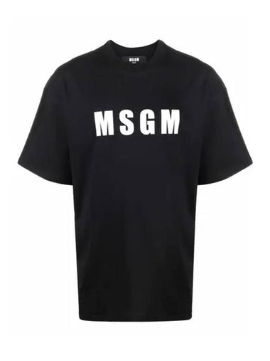 Logo Cotton Short Sleeve T-Shirt Black - MSGM - BALAAN 1