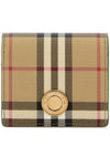 Engraved Logo Check Half Wallet Archive Beige - BURBERRY - BALAAN 2