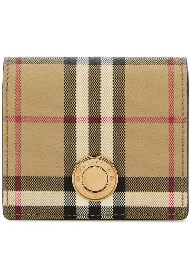 Engraved Logo Check Half Wallet Archive Beige - BURBERRY - BALAAN 2