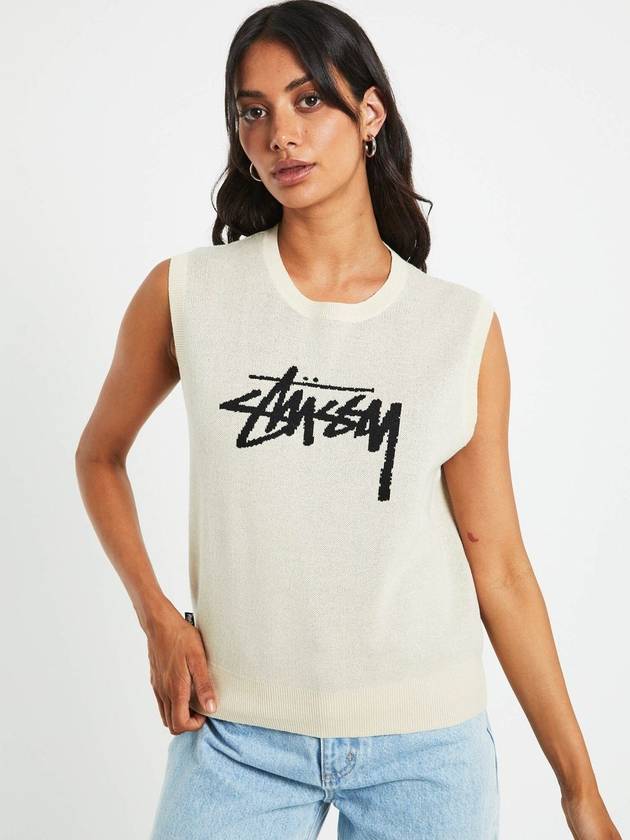 logo knit vest cream - STUSSY - BALAAN 6