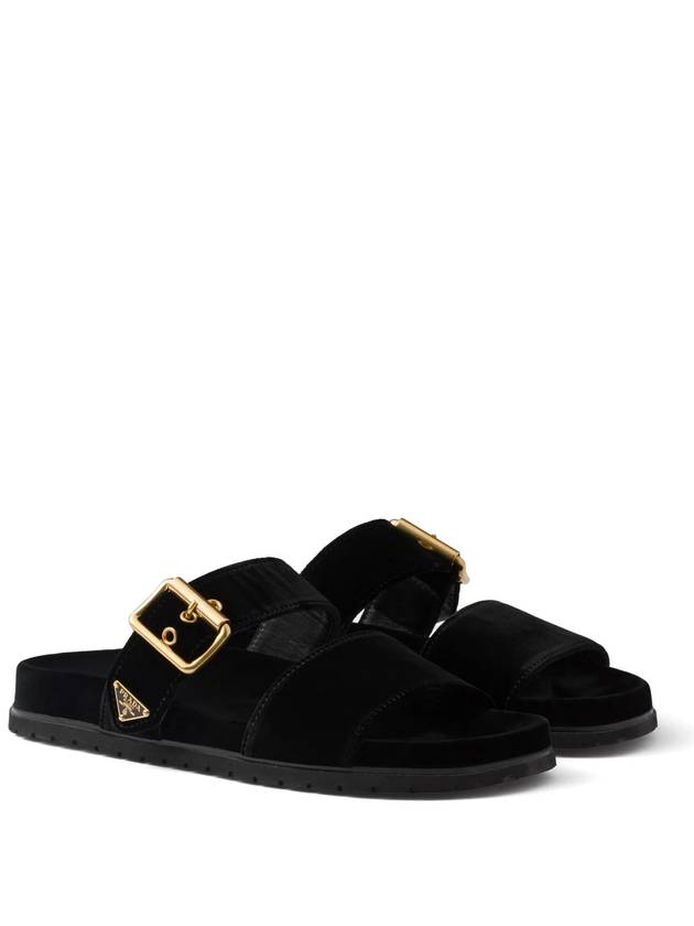 triangle-logo velvet slides - PRADA - BALAAN 2