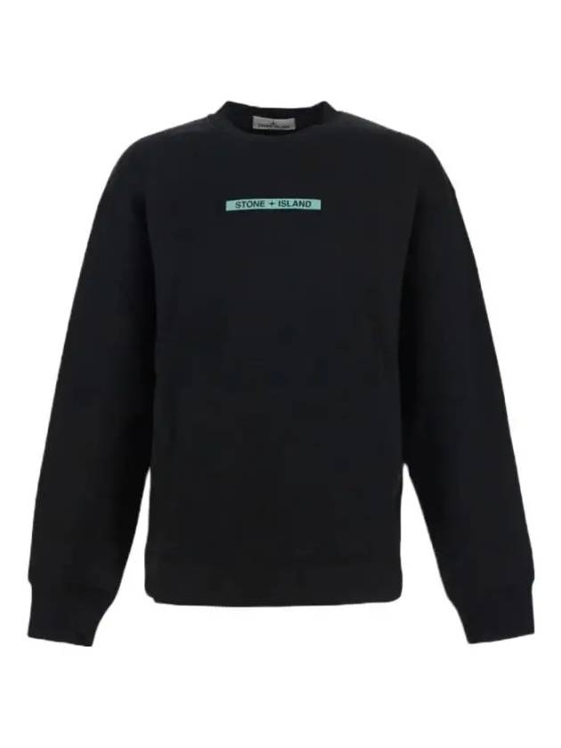 Logo Print Crew Neck Sweatshirt Black - STONE ISLAND - BALAAN 1