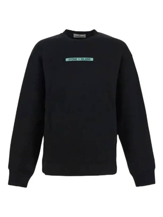 Logo Print Crew Neck Sweatshirt Black - STONE ISLAND - BALAAN 2