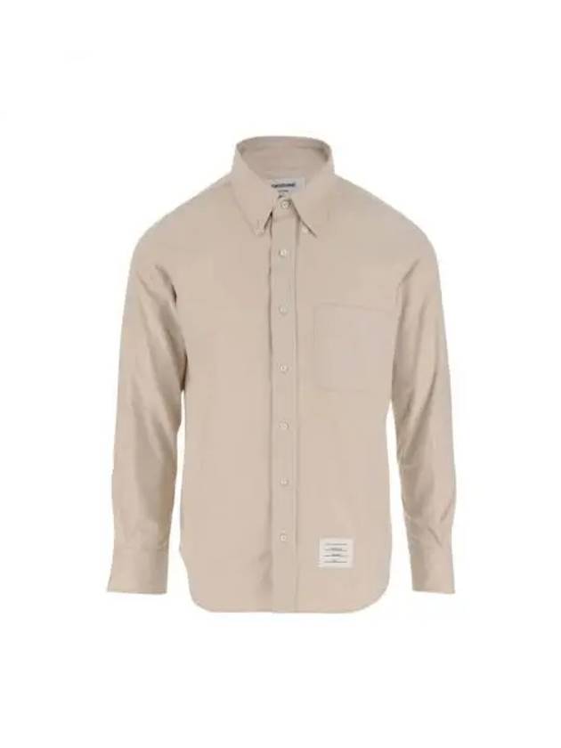 Men's Flannel Back Stripe Straight Fit Cotton Long Sleeve Shirt Beige - THOM BROWNE - BALAAN 2