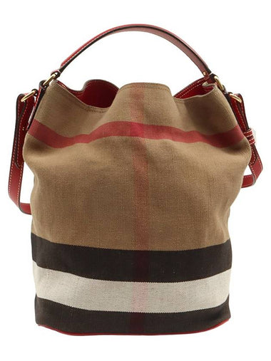 Red Leather Mega Check Susanna Medium 2WAY - BURBERRY - BALAAN 1