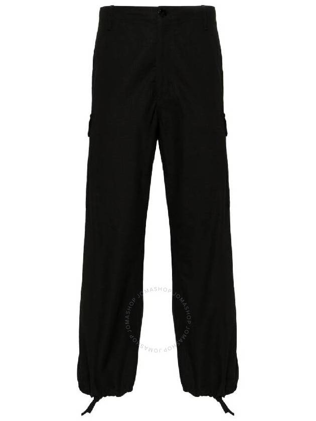 Paris Label Flap Pocket Workwear Cargo Cotton Straight Pants Black - KENZO - BALAAN 2