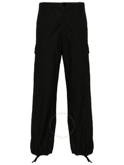 Paris Label Flap Pocket Workwear Cargo Cotton Straight Pants Black - KENZO - BALAAN 2