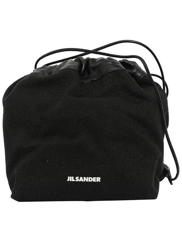 Dumpling Canvas Bucket Bag Black - JIL SANDER - BALAAN.