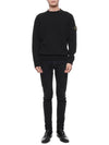 Men's Waffen Patch Crew Neck Raw Cotton Knit Top Navy - STONE ISLAND - BALAAN 4