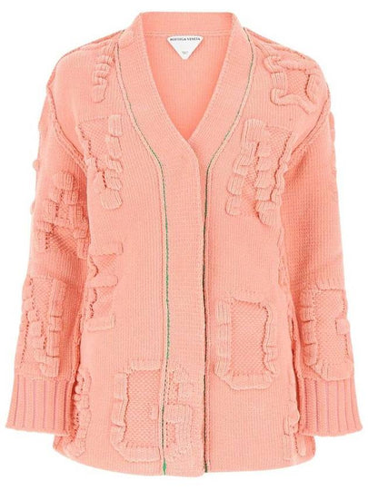 logo lettering embossing detail cardigan pink - BOTTEGA VENETA - BALAAN 2