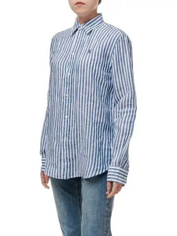 W relaxed fit striped linen shirt blue - POLO RALPH LAUREN - BALAAN 1