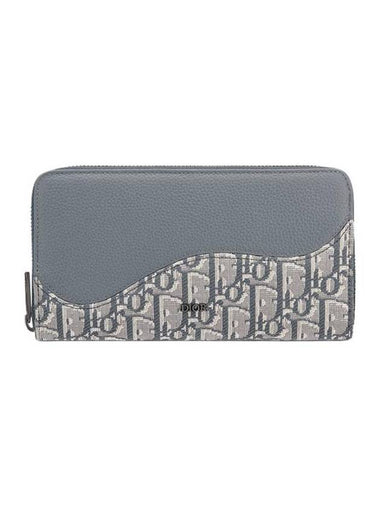 Oblique Saddle Zipper Long Wallet Deep Grey - DIOR - BALAAN 1