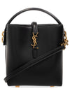 Le 37 Signature Logo Shiny Leather Small Bucket Bag Black - SAINT LAURENT - BALAAN 3