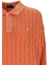 Embroidered Logo Pony Cable Long-Sleeve Collar Knit Top Orange - POLO RALPH LAUREN - BALAAN 4