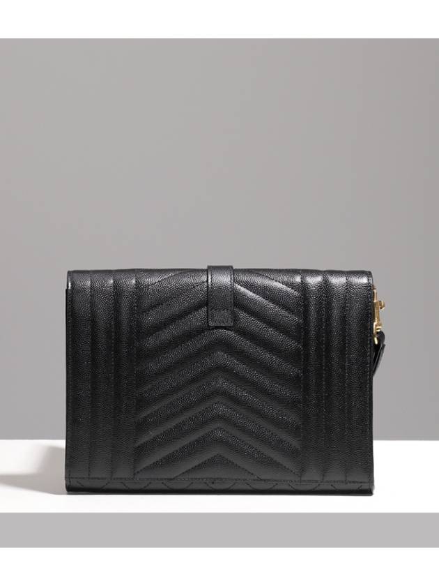 Matelasse Gold Logo Strap Clutch Bag Black - SAINT LAURENT - BALAAN 3