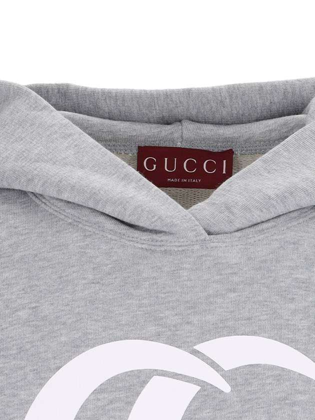 Logo Print Jersey Hoodie Grey - GUCCI - BALAAN 6