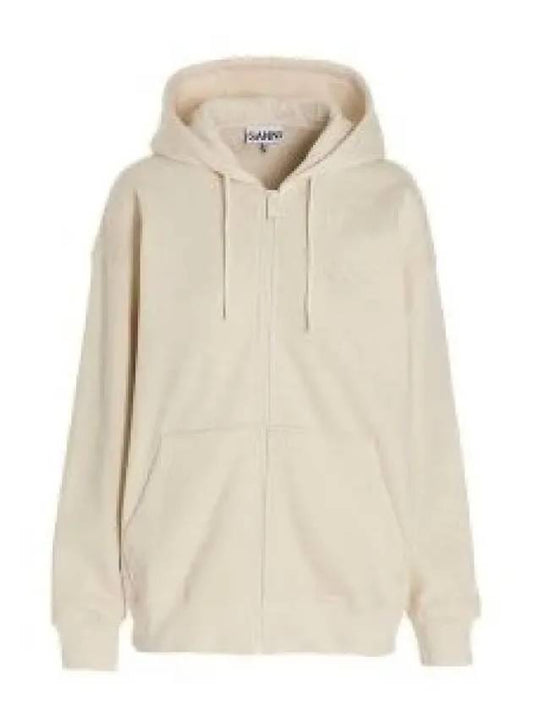 Logo Zip-Up Hoodie Cream - GANNI - BALAAN 2