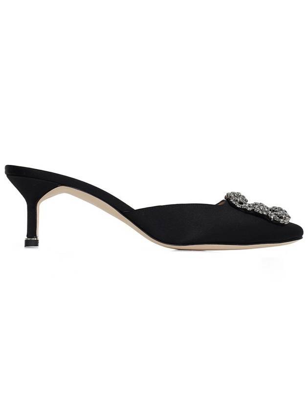 Hangisimu Satin Heel Mules Black - MANOLO BLAHNIK - BALAAN 1