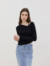 Unbalanced Strap Balloon Long Sleeve T-Shirt Black - LESEIZIEME - BALAAN 4