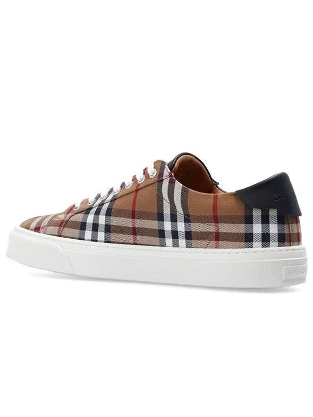 Vintage Check Cotton Leather Sneakers Brown - BURBERRY - BALAAN 4