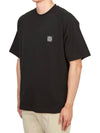 Compass Patch Regular Fit Cotton Short Sleeve T-Shirt Black - STONE ISLAND - BALAAN 3