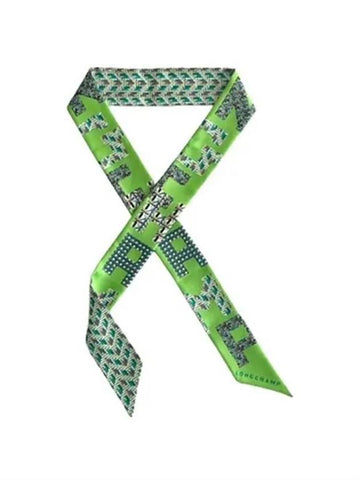 Graphic Print Silk Petite Scarf 51016SOI GREEN - LONGCHAMP - BALAAN 1