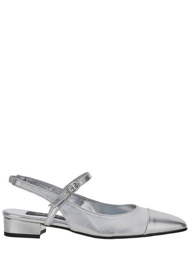 'Oceano' Silver Colored Slingback Ballet Shoes With Contrasting Toe In Leather Woman - CAREL - BALAAN 1