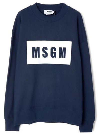 Box Logo Cotton Sweatshirt Navy - MSGM - BALAAN 2