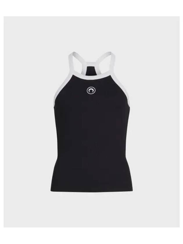 WOMEN S ORGANIC COTTON RIB 2X2 TANK TOP BLACK - MARINE SERRE - BALAAN 1