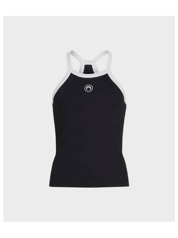 WOMEN S ORGANIC COTTON RIB 2X2 TANK TOP BLACK - MARINE SERRE - BALAAN 1